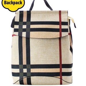 FASHION INSPIRED JUTE PLAID BACKPACK/BOOK BAG!